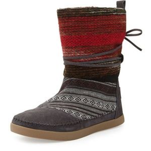 Striped Wool Nepal Boot, Gray